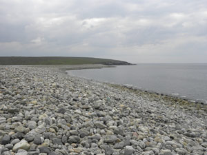 Looking along the Brue shoreline and up to the cliffs at Molerap